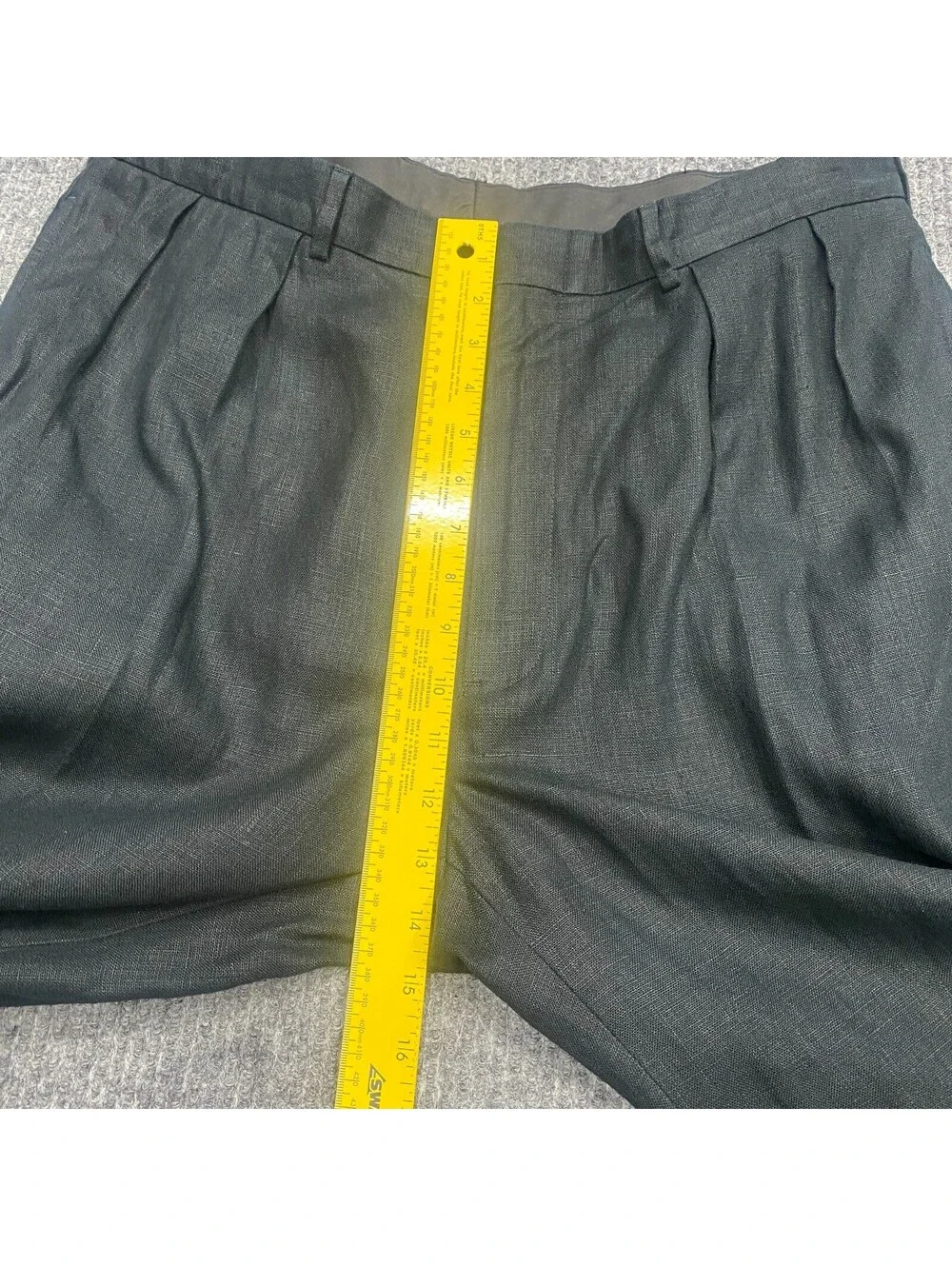 VTG Polo Ralph Lauren Pants Mens 38x31 Black 100% Linen Pleated Cuffed Trousers